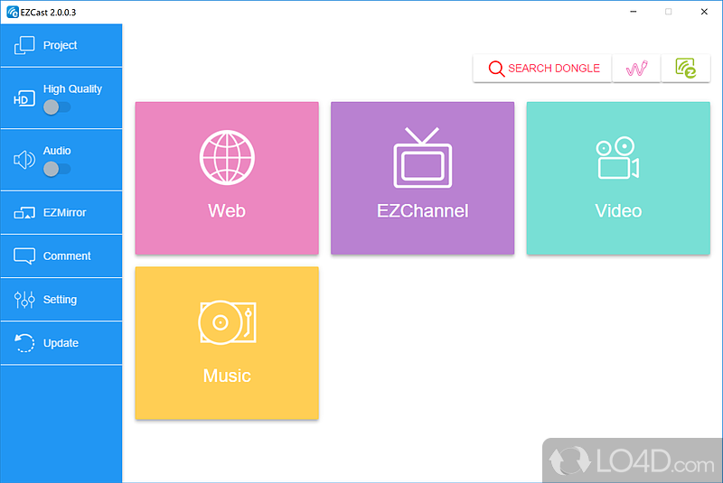 Media streaming software that uses Internet streams to TV - Screenshot of ezCast