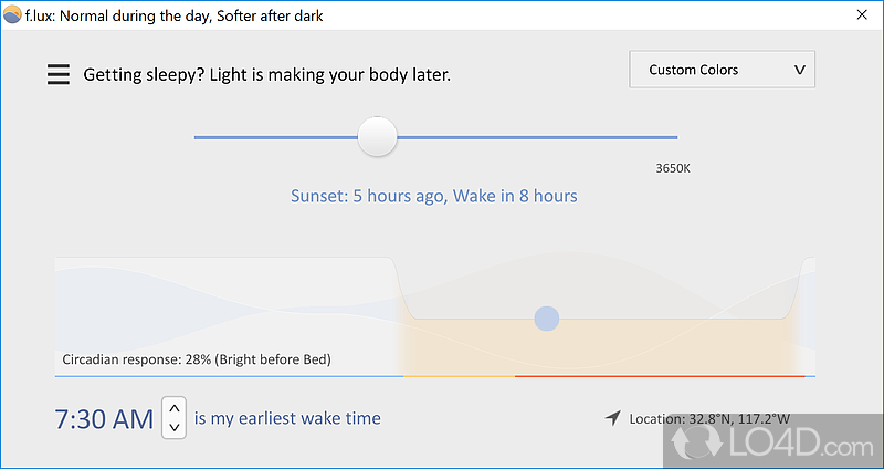 Adapt the light on screen to the light of the day - Screenshot of f.lux