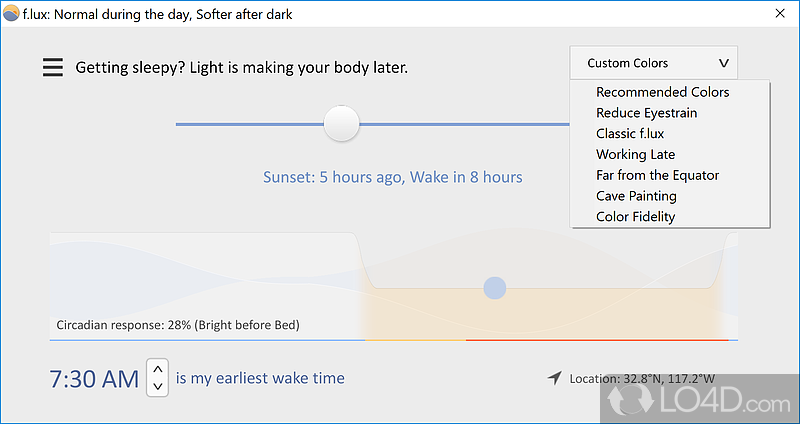Automate your screen brightness for night or day - Screenshot of f.lux