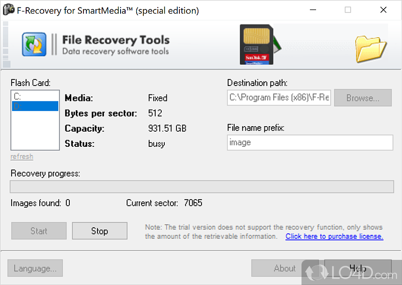 Data undelete tool for Smart Media - Screenshot of F-Recovery for SmartMedia
