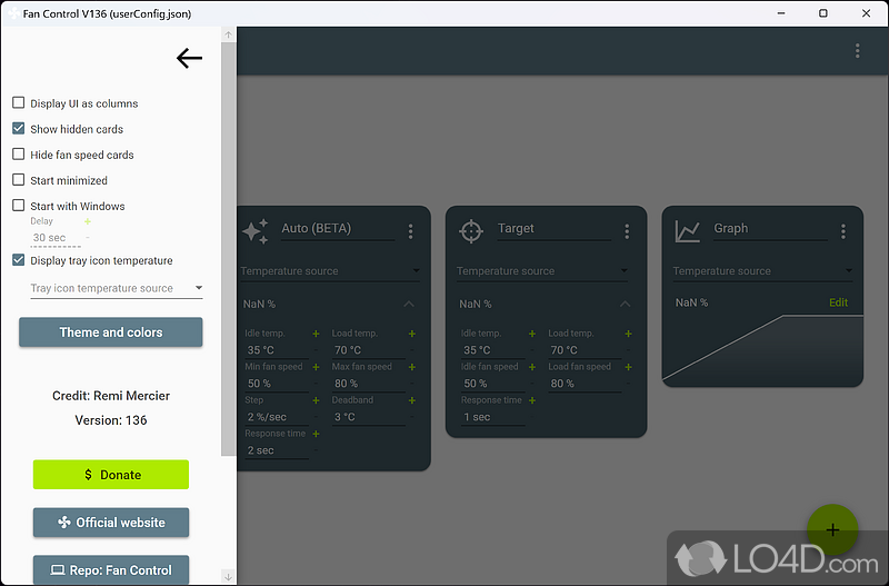 Control the fans on the CPU processor, the GPU or the computer case - Screenshot of Fan Control