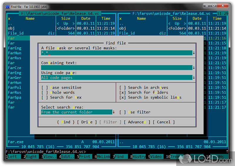 View, copy, edit, move files - Screenshot of Far Manager