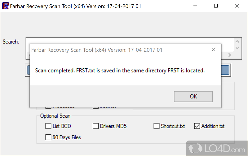 The perks of standalone utilities - Screenshot of Farbar Recovery Scan Tool