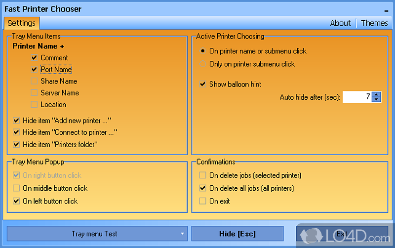 Quickly switch the active printer - Screenshot of Fast Printer Chooser