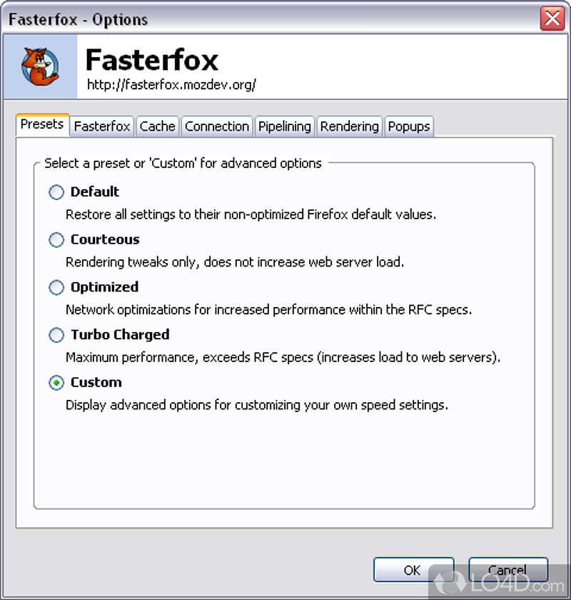 Superb add-on to speed-up Firefox - Screenshot of Fasterfox