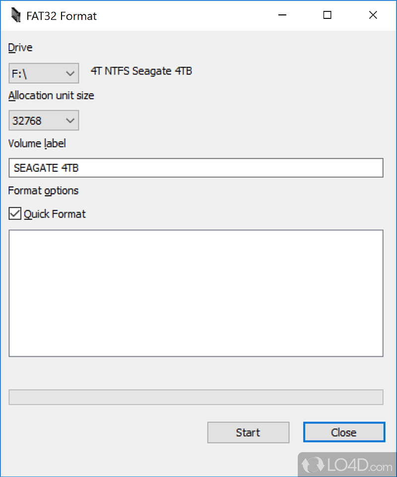 Format FAT32 file system drives and partitions and avoid potential performance issues in the future - Screenshot of FAT32format GUI