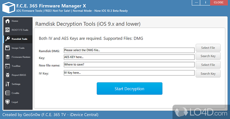 IOS firmware management tool - Screenshot of F.C.E. 365 Firmware Manager