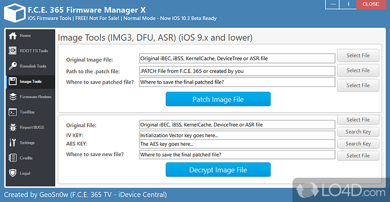 Comprehensive toolbox - Screenshot of F.C.E. 365 Firmware Manager