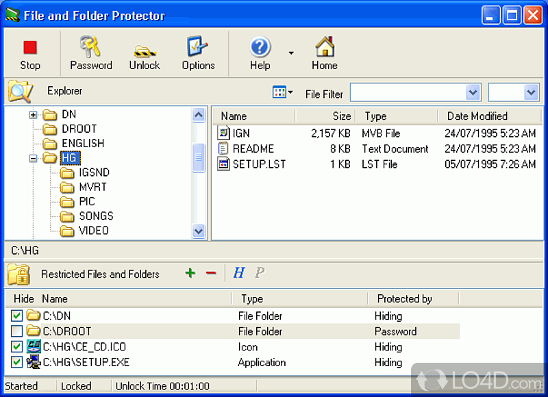 Password-protect files and folders - Screenshot of File and Folder Protector