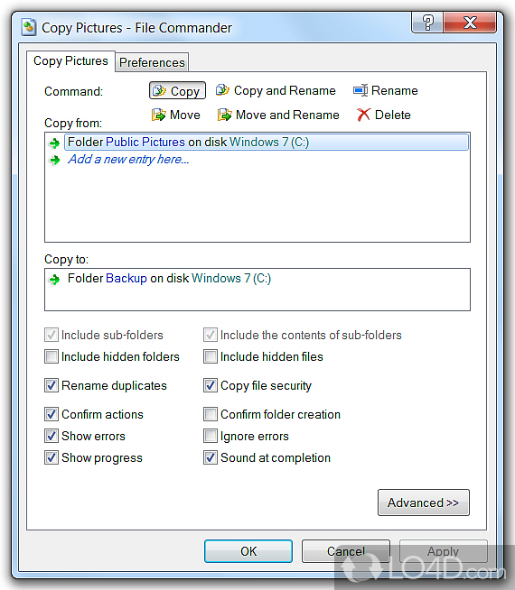 File Commander: User interface - Screenshot of File Commander