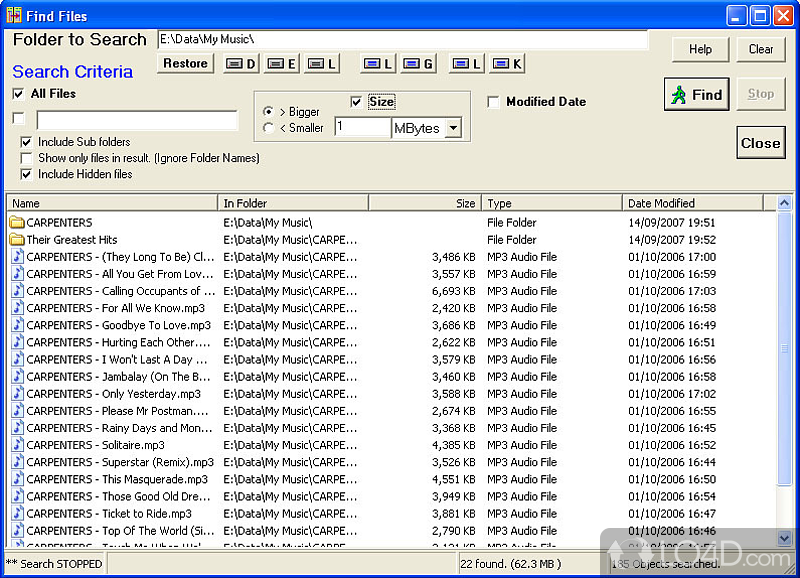 File Organiser: User interface - Screenshot of File Organiser