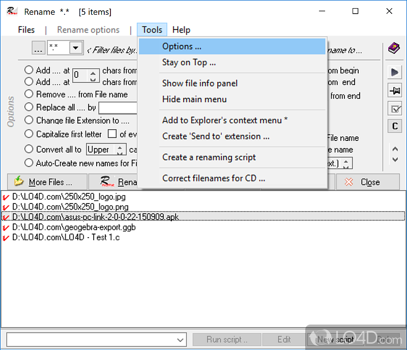 Manage characters and sort files - Screenshot of File Renamer