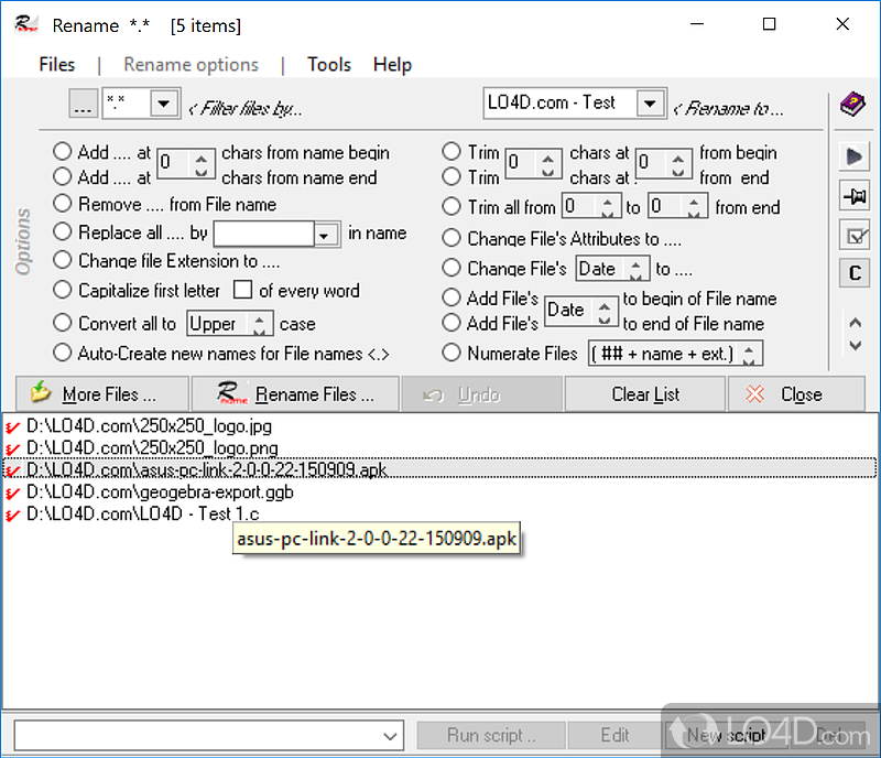 Rename multiple files at a time be thoroughly managing criteria like subtracting - Screenshot of File Renamer