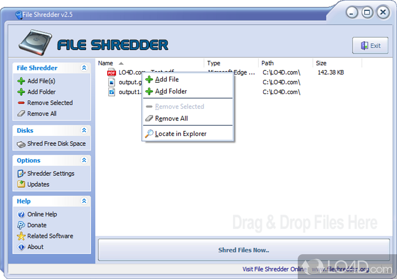 File Shredder: Simple looks - Screenshot of File Shredder