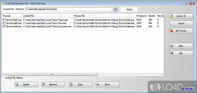 Easily kill those stubborn processes - Screenshot of Free File Unlocker