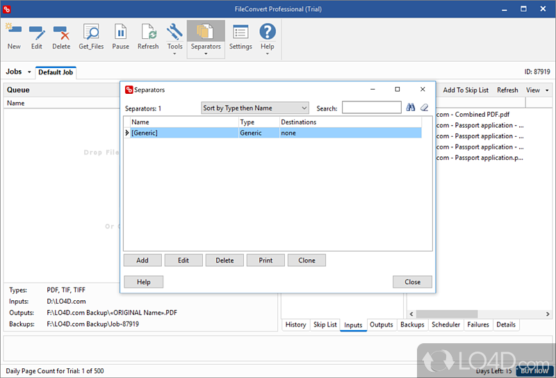 Conversion software for turning existing files into searchable PDF - Screenshot of FileCenter Automate