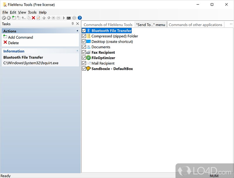 FileMenu Tools: User interface - Screenshot of FileMenu Tools