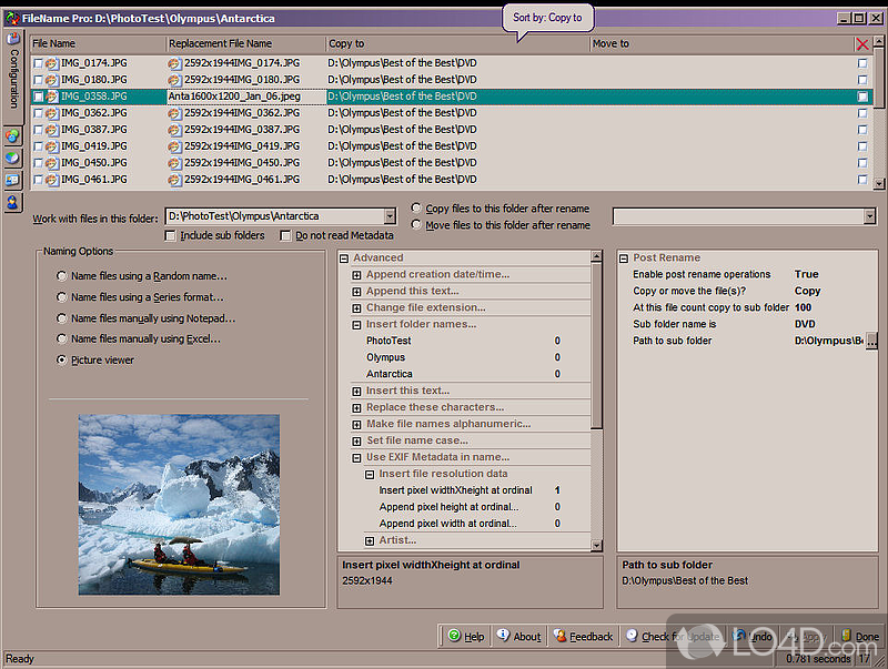 FileName Pro: User interface - Screenshot of FileName Pro