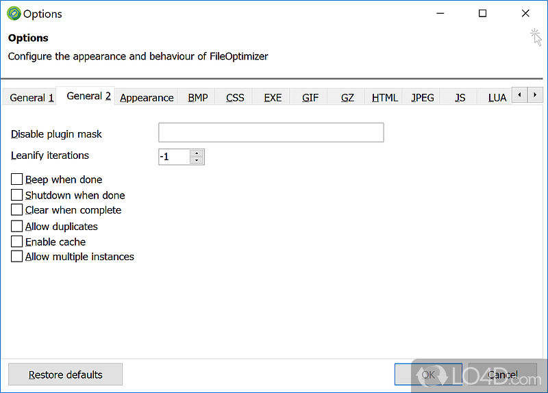 FileOptimizer: User interface - Screenshot of FileOptimizer