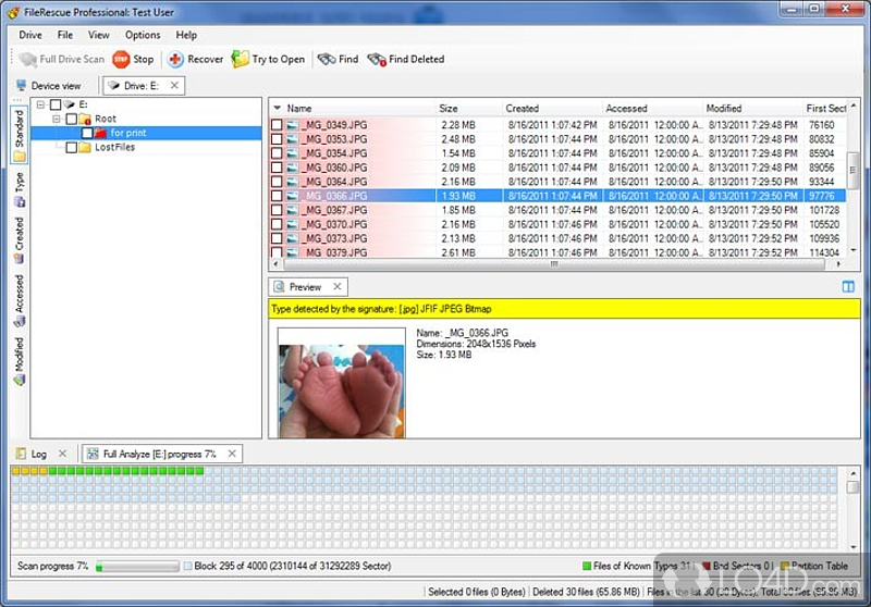 FileRescue Pro: Scan results - Screenshot of FileRescue Pro