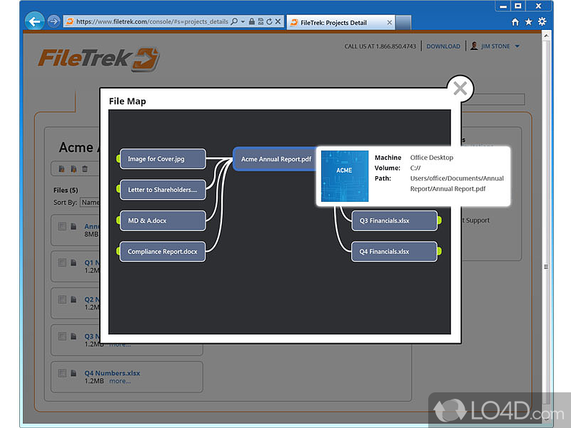 Filetrek: User interface - Screenshot of Filetrek