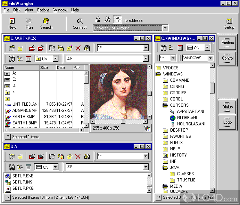 FileWrangler: User interface - Screenshot of FileWrangler