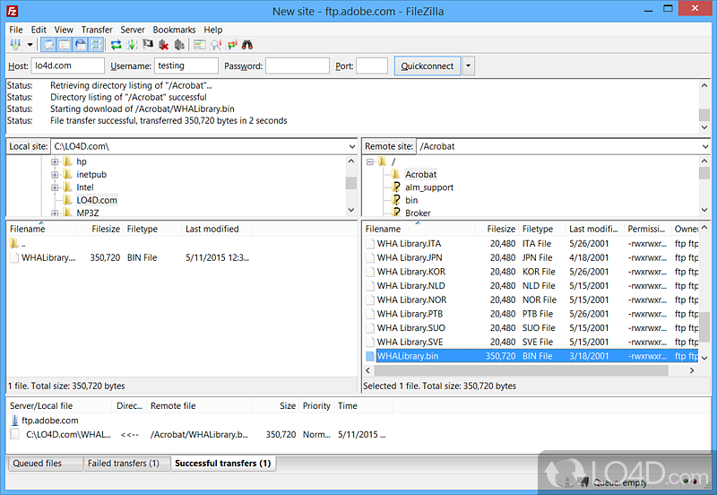 Free and powerful FTP client - Screenshot of FileZilla