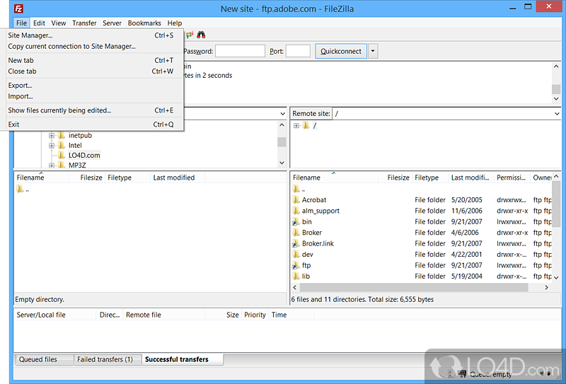 FileZilla: Multiple-window - Screenshot of FileZilla