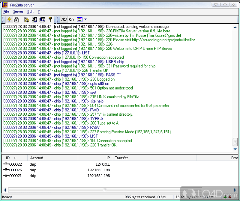 FTP server that customize and set up according to exact requirements and preferences - Screenshot of FileZilla Server