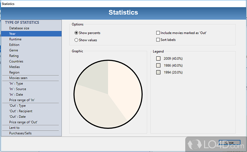 Movie management features - Screenshot of Filmotech