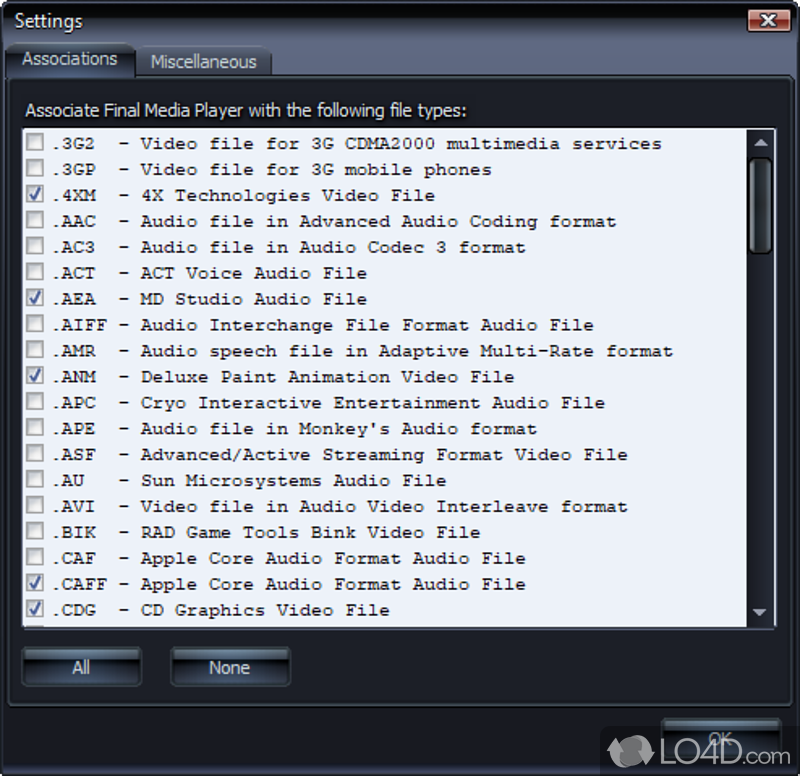 Avi, mov, m4v, mp4 - Screenshot of Final Media Player