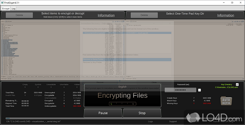 Useful encryption utility that relies on cipher files - Screenshot of FinalCrypt