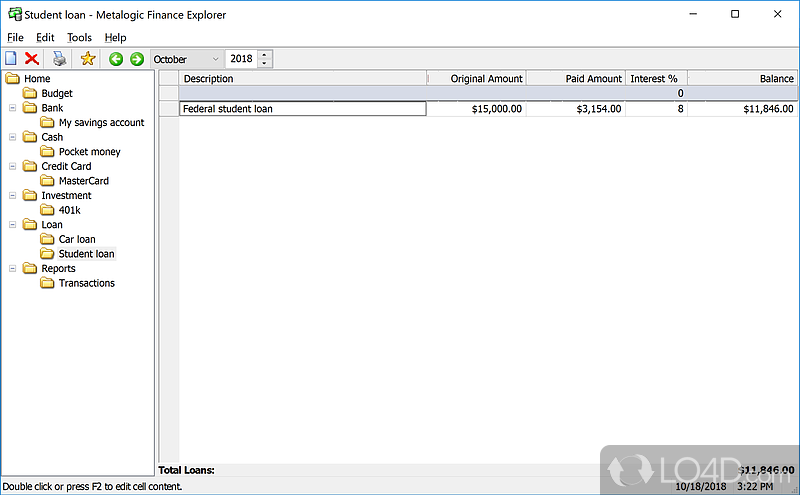 Calculate your finances from home - Screenshot of Finance Explorer