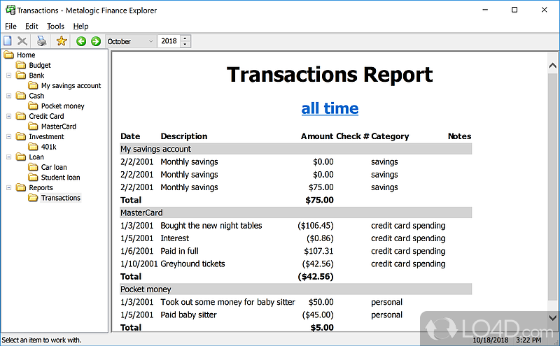 Free and easy accounting software - Screenshot of Finance Explorer