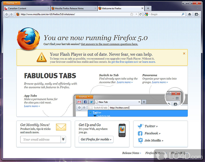 Free open-source browser - Screenshot of Firefox 5