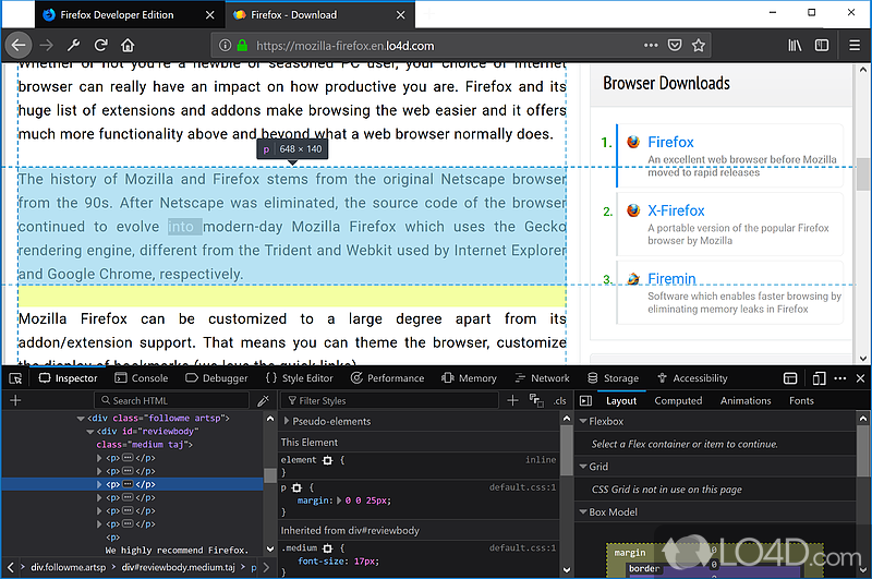 Making life better for web developers, one of the top priorities of this new version of Firefox - Screenshot of Firefox Developer Edition