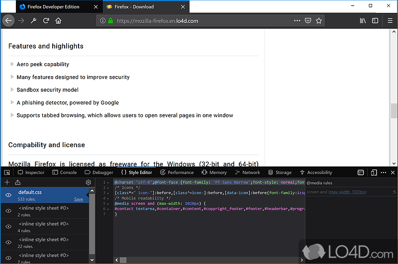 Redesigned engine, more performance, new looks, better developer tools, and an overall better package - Screenshot of Firefox Developer Edition
