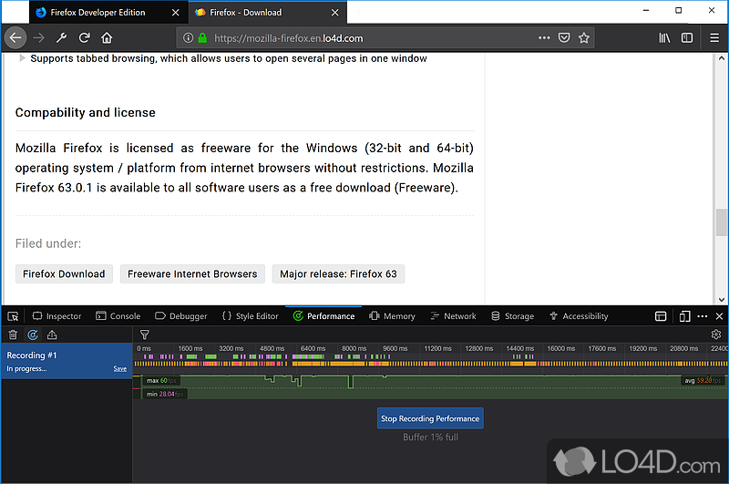Test new features and detect bugs with ease - Screenshot of Firefox Developer Edition
