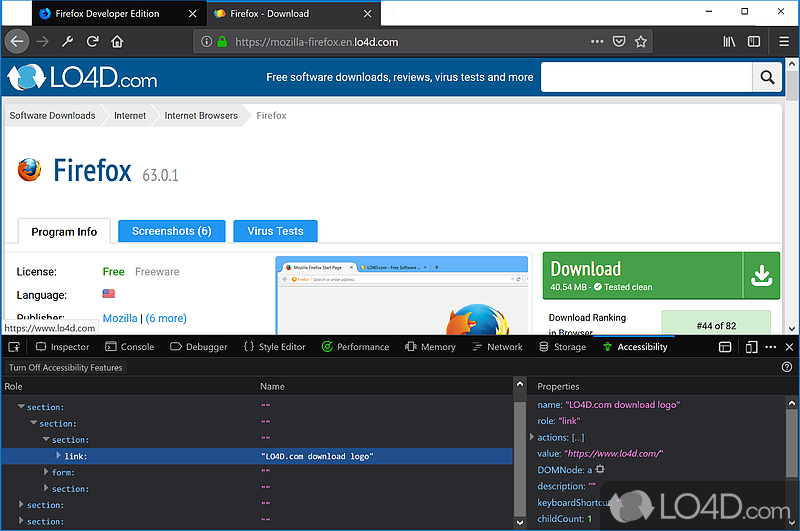 Fast web browser with latest features and Firefox development tools - Screenshot of Firefox Developer Edition