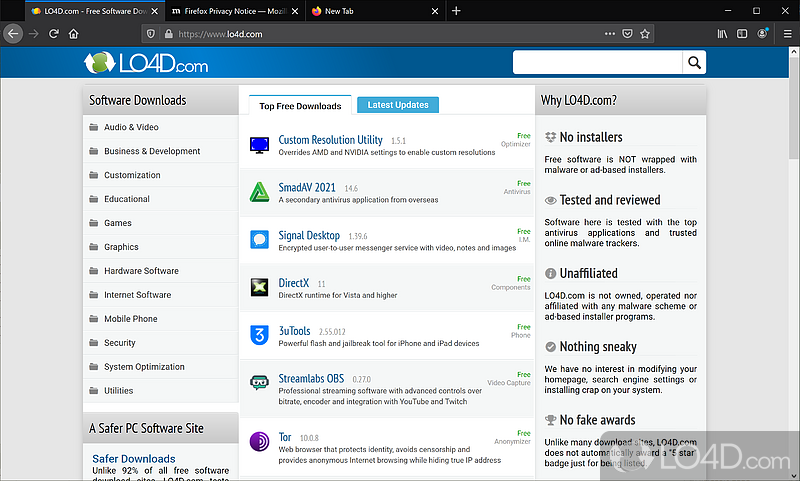 Latest official version of Firefox that comes with support for both Windows - Screenshot of Firefox ESR