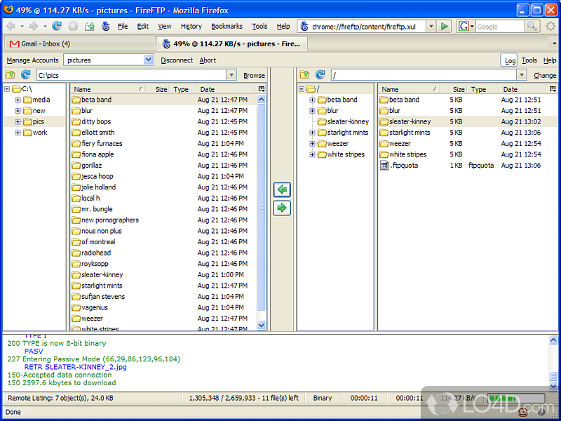 FTP client that integrates in Mozilla web browser - Screenshot of FireFTP