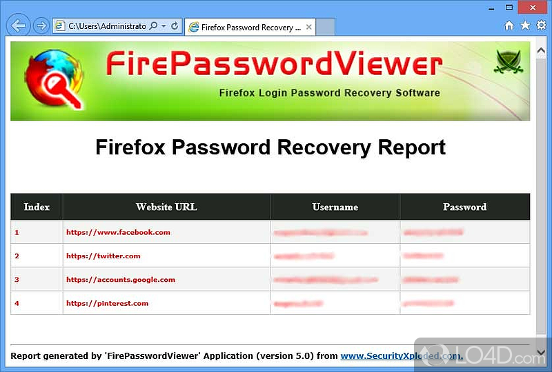 Minimalistic user interface designed with simplicity in mind - Screenshot of FirePasswordViewer