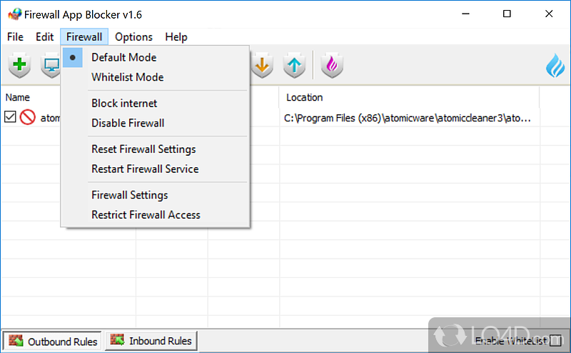 Better interface to block programs through Windows default firewall - Screenshot of Firewall App Blocker
