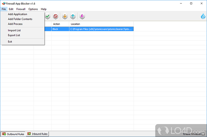 Simplify the procedure of blacklisting and whitelisting applications - Screenshot of Firewall App Blocker
