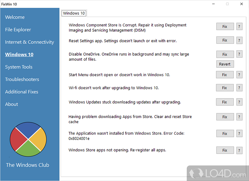 Internet connectivity and Windows Media issues - Screenshot of FixWin