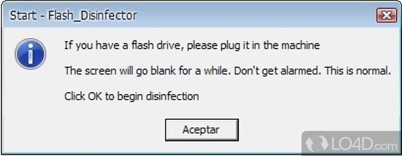Antivirus utility which specializes in USB disk drive infections - Screenshot of Flash Disinfector