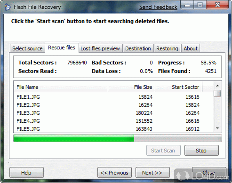 Proposes a straightforward recovery method - Screenshot of Flash File Recovery