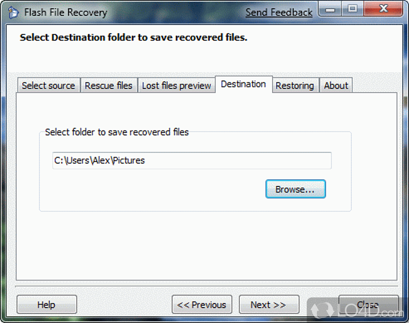 Photo recovery software for digital cameras - Screenshot of Flash File Recovery