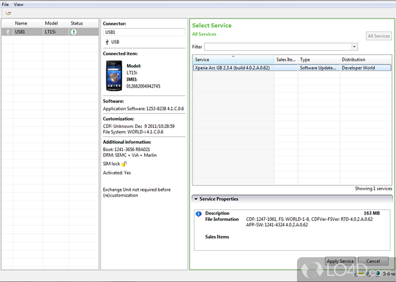 Flash software for unlocked device - Screenshot of Flash Tool for Xperia