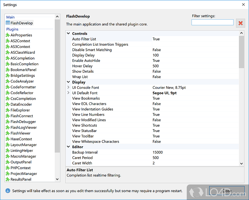 Analyze, compare, test, and automate your code - Screenshot of FlashDevelop